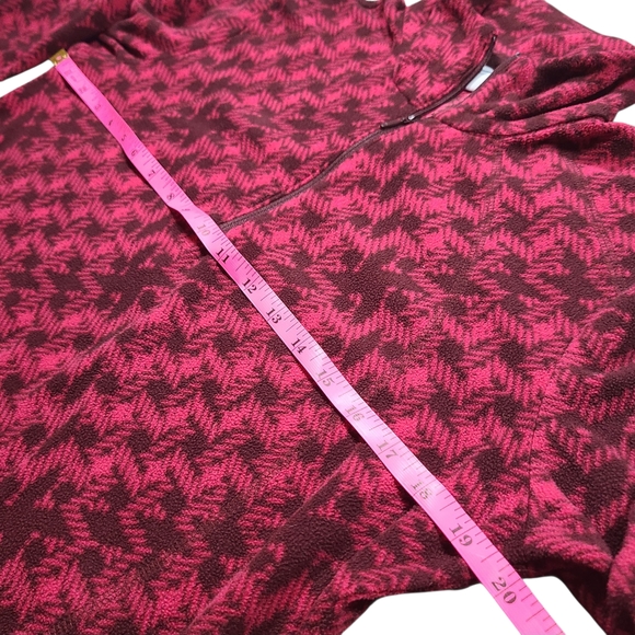Columbia Women’s Fleece Quarter Zip Pullover Large Pink Maroon Winter Print - Picture 7 of 9